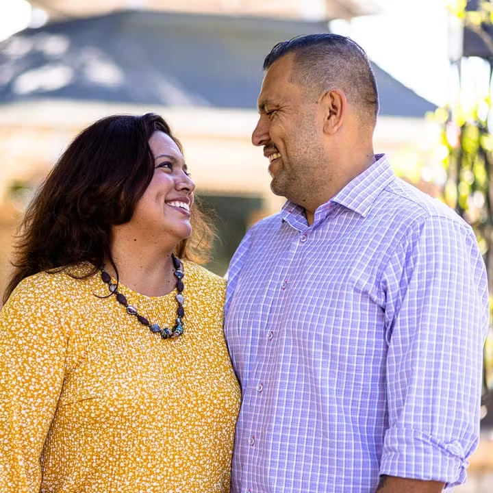 Couple smiling together